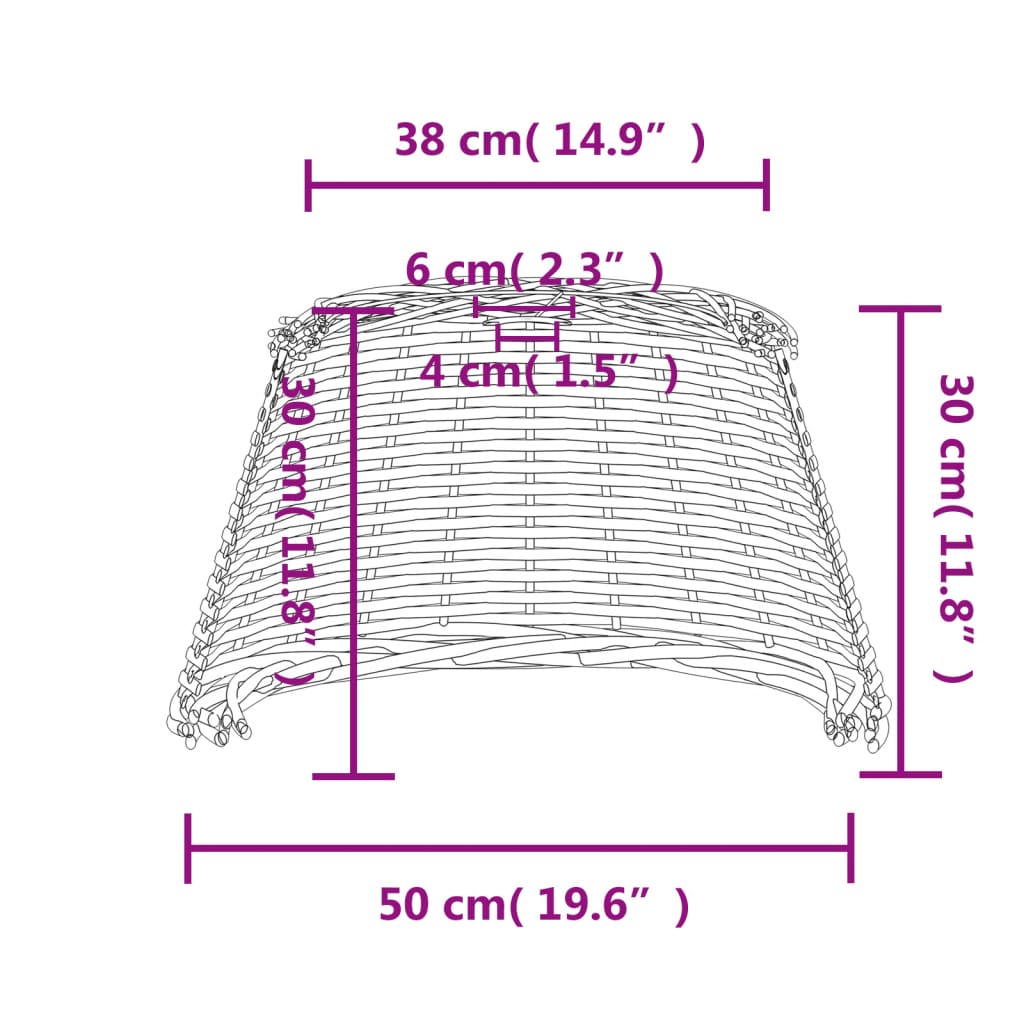 Pantalla plafón marrón Ø50x30 cm mimbre