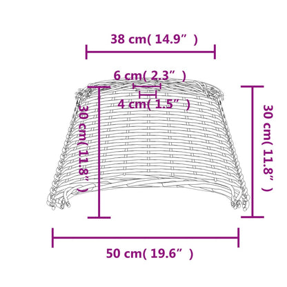 Pantalla plafón marrón Ø50x30 cm mimbre