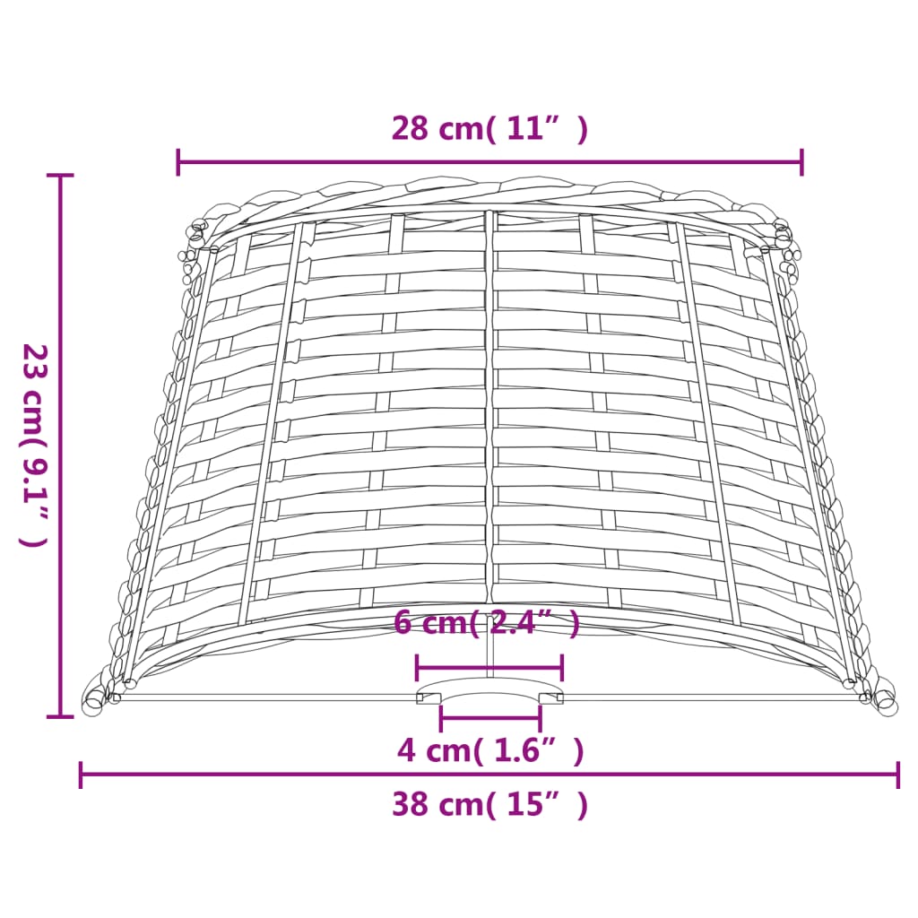 White wicker lampshade Ø38x23 cm