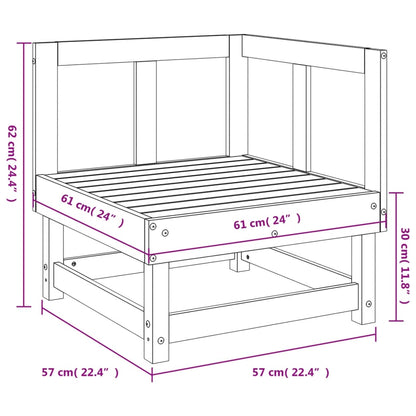 Canapé d'angle de jardin marron miel bois de pin solide