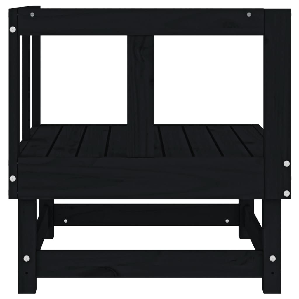 Black garden corner sofa solid pine wood