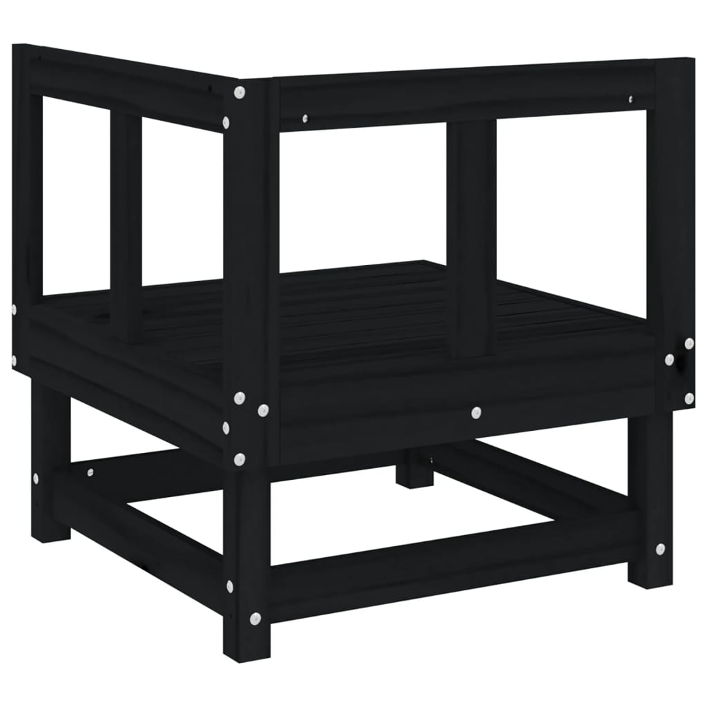 Black garden corner sofa solid pine wood