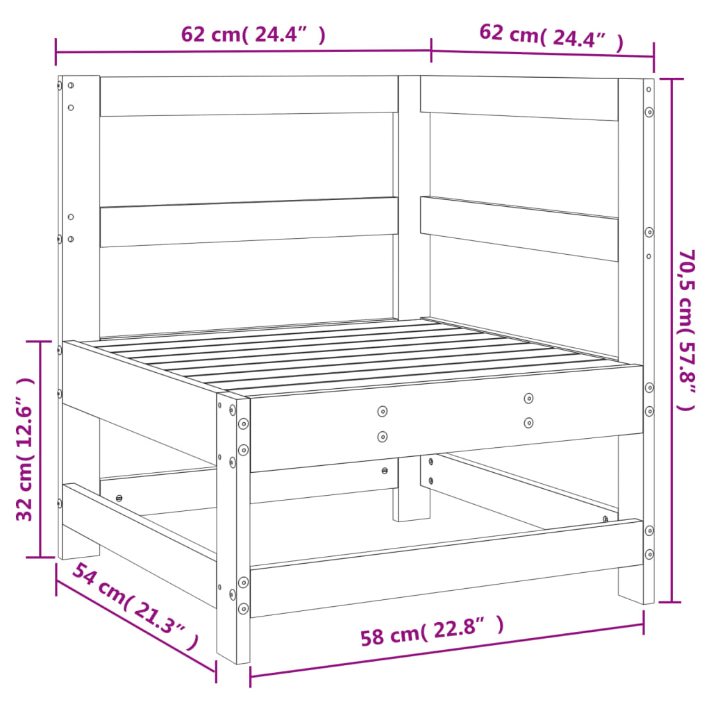 Canapé d'angle de jardin bois de pin imprégné