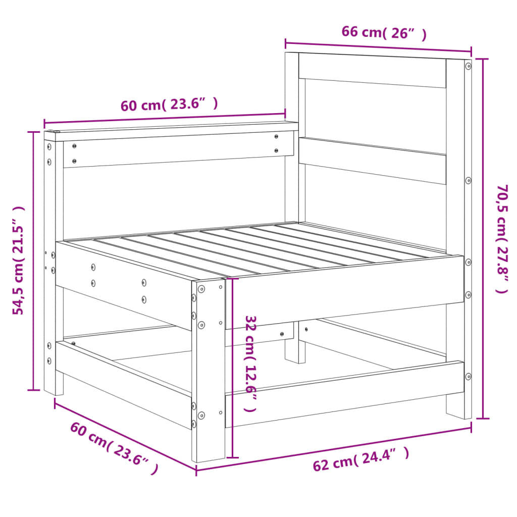 Canapé d'angle de jardin bois de pin imprégné