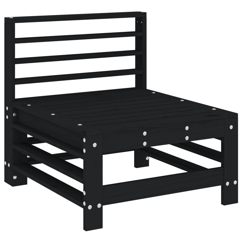 Black central garden sofa made from solid pine wood