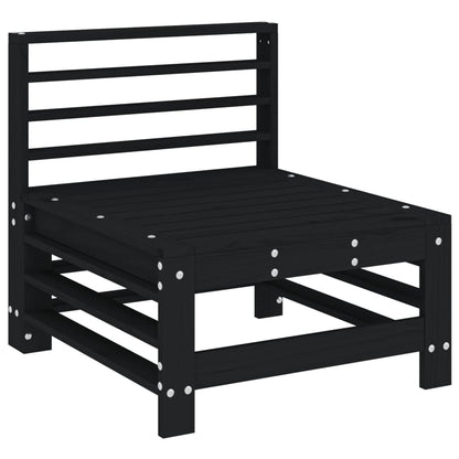 Black central garden sofa made from solid pine wood