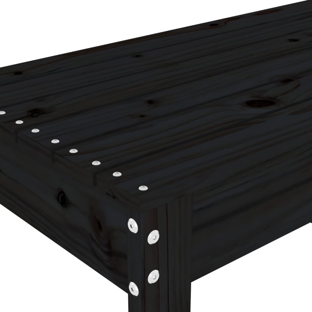 Banc de jardin noir 80x38x45 cm bois massif de pin