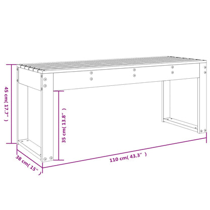 Banc de jardin blanc 110x38x45 cm bois massif de pin