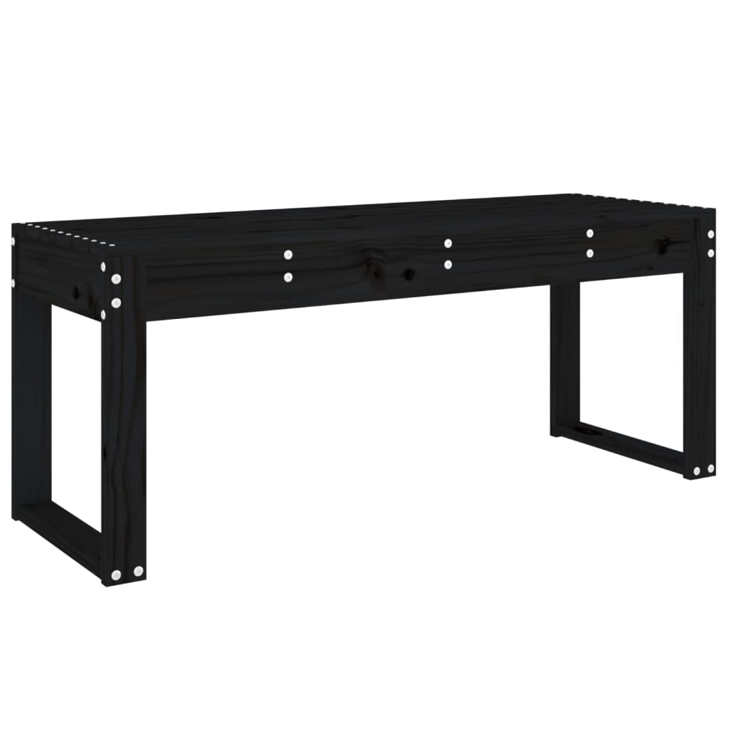 Banc de jardin noir 110x38x45 cm bois massif de pin