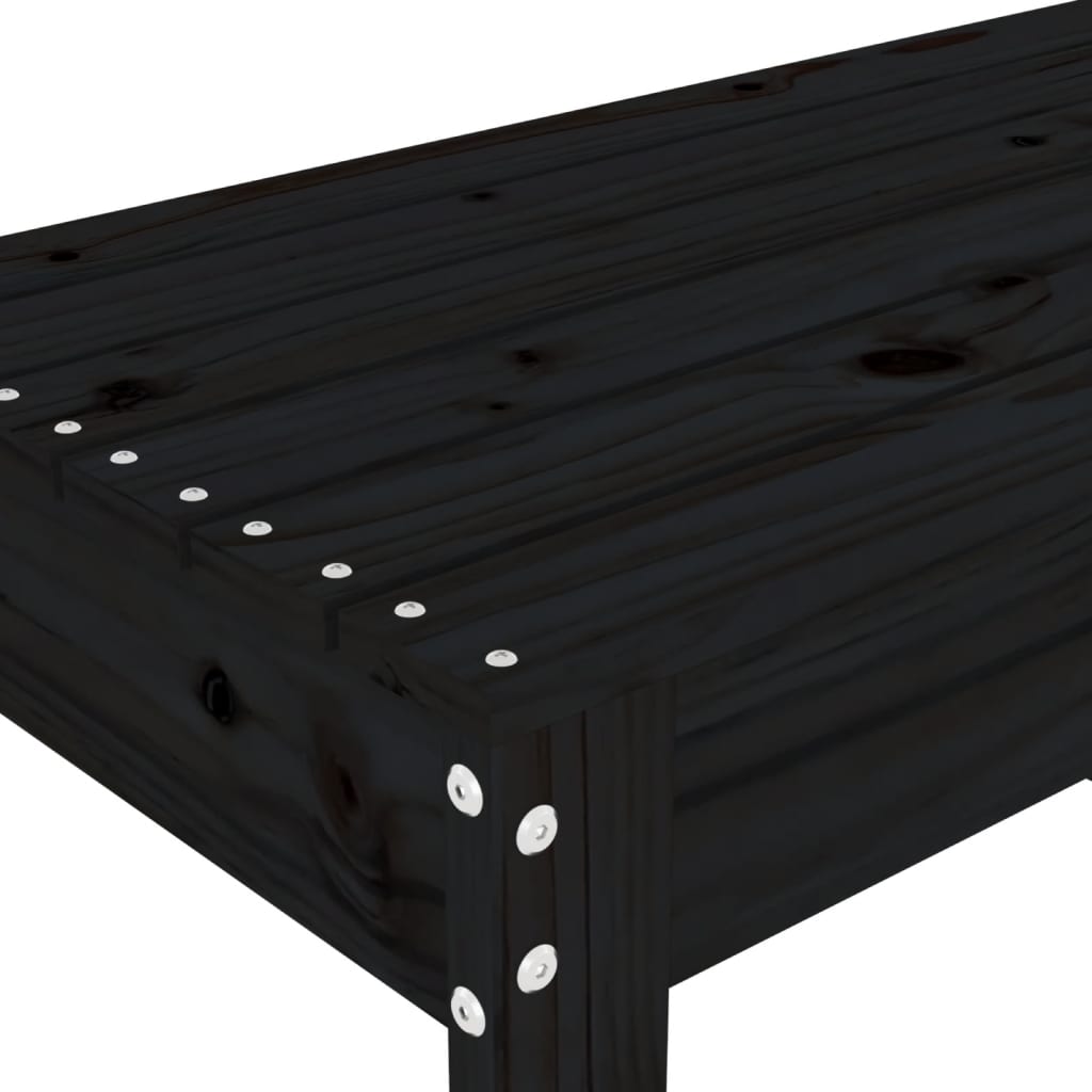 Banc de jardin noir 110x38x45 cm bois massif de pin