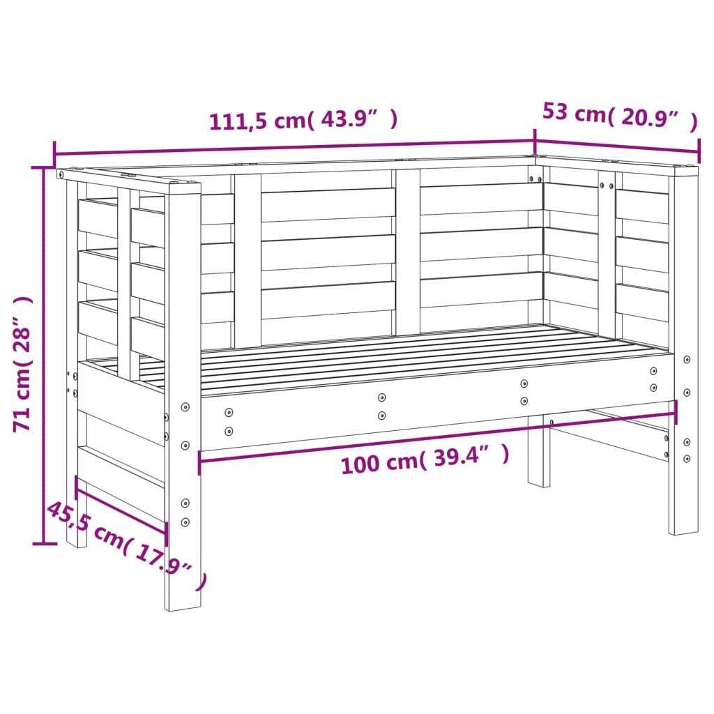 Banc de jardin 111,5x53x71 cm bois massif de pin