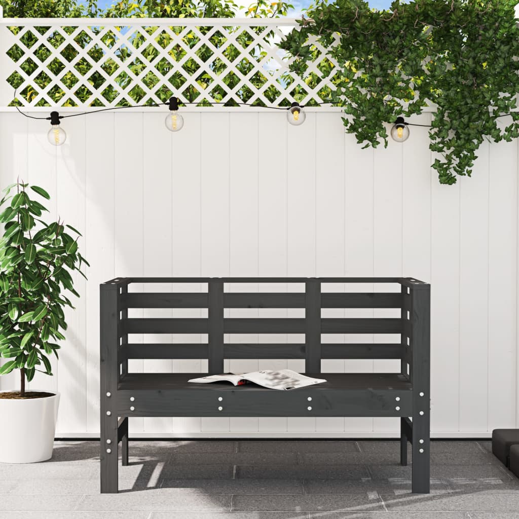 Banc de jardin gris 111,5x53x71 cm bois massif de pin