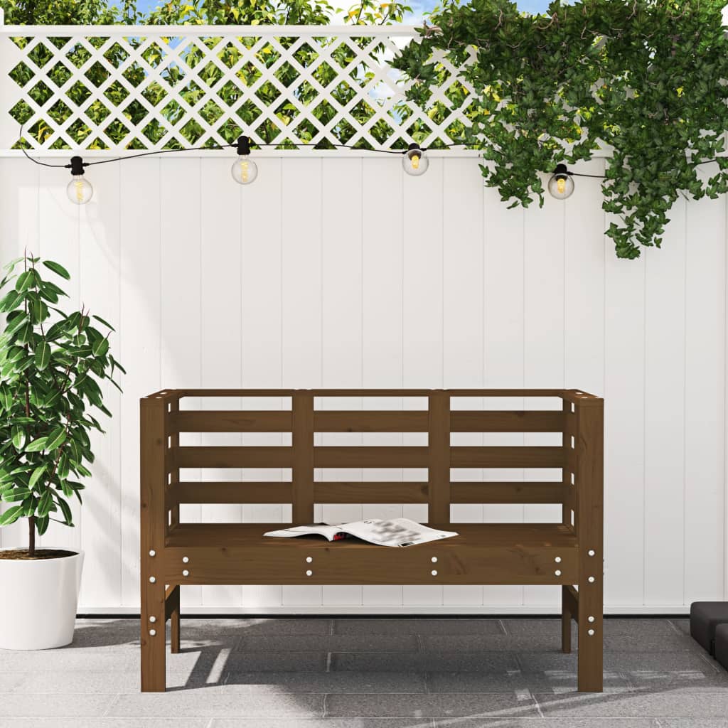 Banc de jardin marron miel 111,5x53x71 cm bois massif de pin