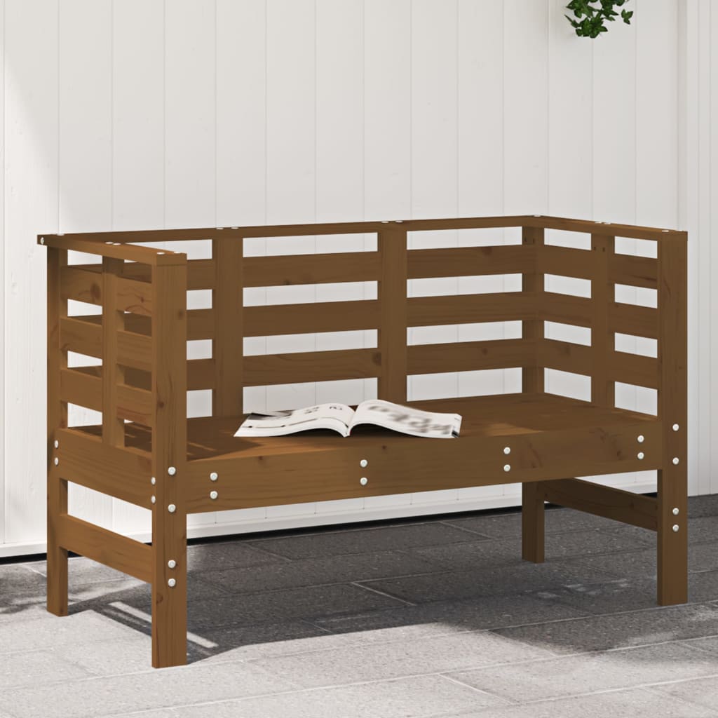 Banc de jardin marron miel 111,5x53x71 cm bois massif de pin