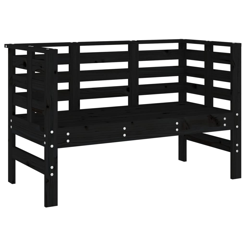 Banc de jardin noir 111,5x53x71 cm bois massif de pin