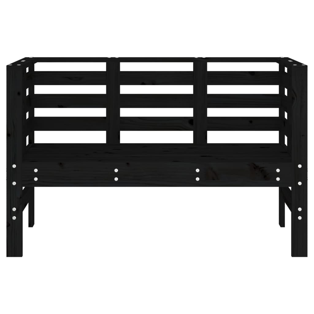 Banc de jardin noir 111,5x53x71 cm bois massif de pin