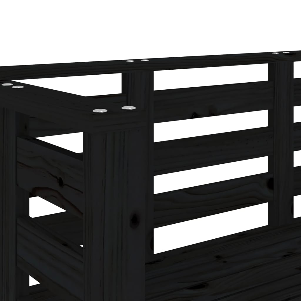 Banc de jardin noir 111,5x53x71 cm bois massif de pin