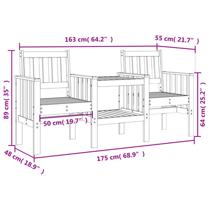 Banc de jardin avec table 2 places bois de pin massif