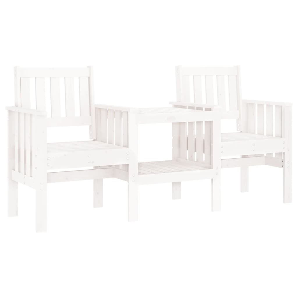 Banc de jardin avec table 2 places blanc bois massif de pin