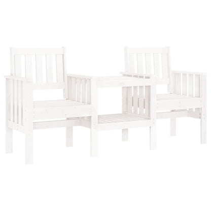 Banc de jardin avec table 2 places blanc bois massif de pin