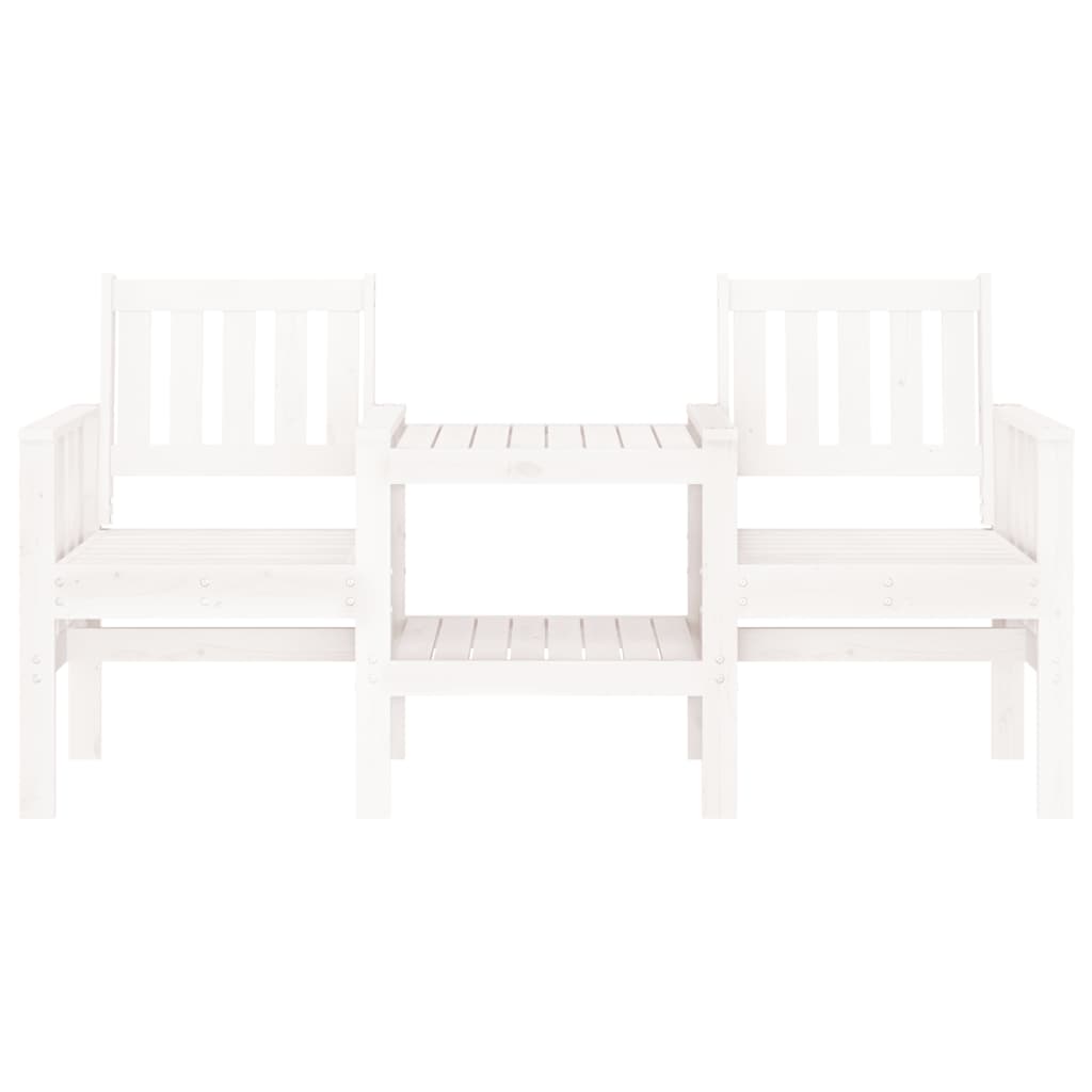 Banc de jardin avec table 2 places blanc bois massif de pin