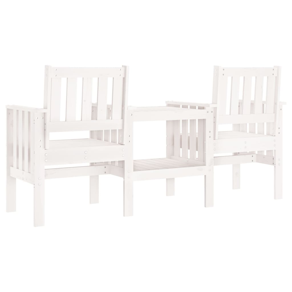 Banc de jardin avec table 2 places blanc bois massif de pin