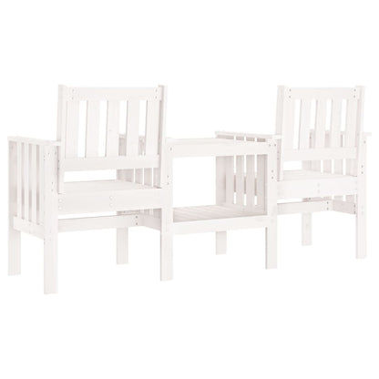 Banc de jardin avec table 2 places blanc bois massif de pin