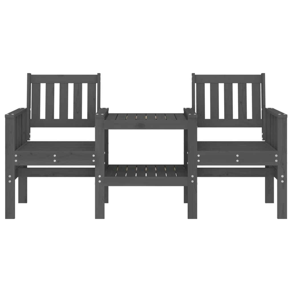 Banc de jardin avec table 2 places gris bois massif de pin