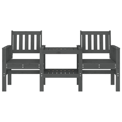 Banc de jardin avec table 2 places gris bois massif de pin