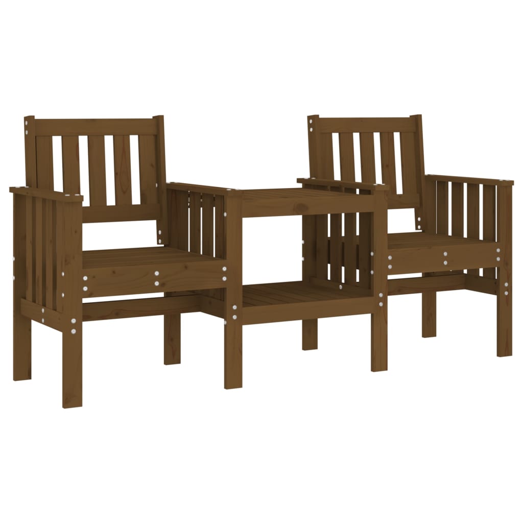 Banc de jardin avec table 2 places brun miel bois massif de pin