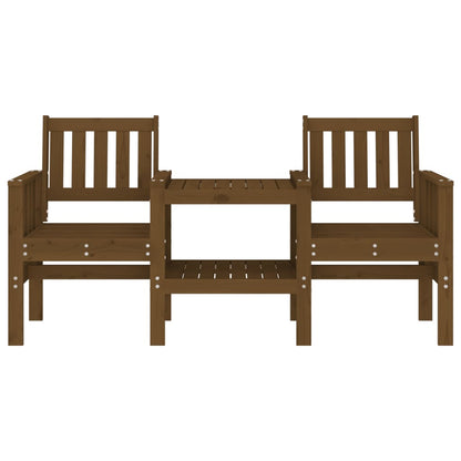 Banc de jardin avec table 2 places brun miel bois massif de pin