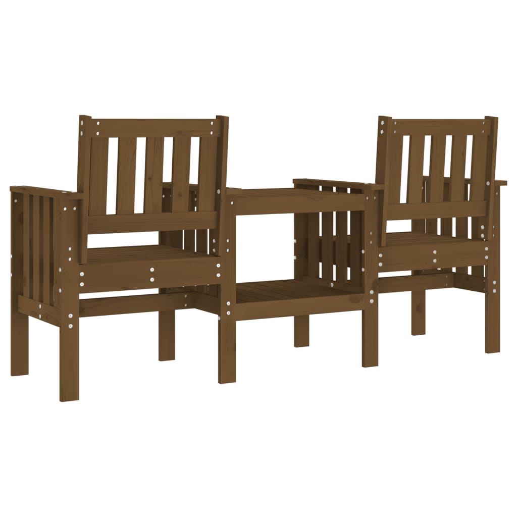 Banc de jardin avec table 2 places brun miel bois massif de pin