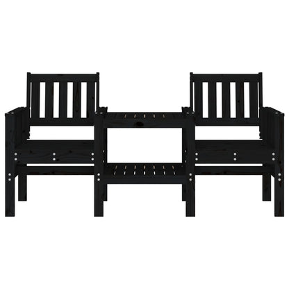 Banc de jardin avec table 2 places noir bois massif de pin