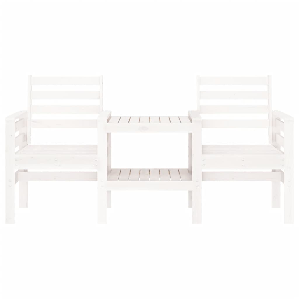 Banc de jardin avec table 2 places blanc bois massif de pin