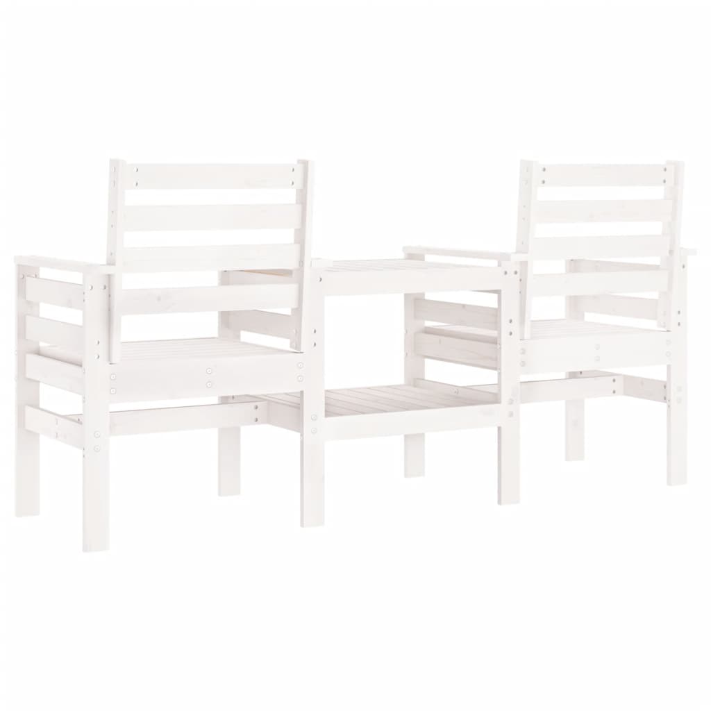 Banc de jardin avec table 2 places blanc bois massif de pin