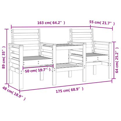 Banc de jardin avec table 2 places blanc bois massif de pin