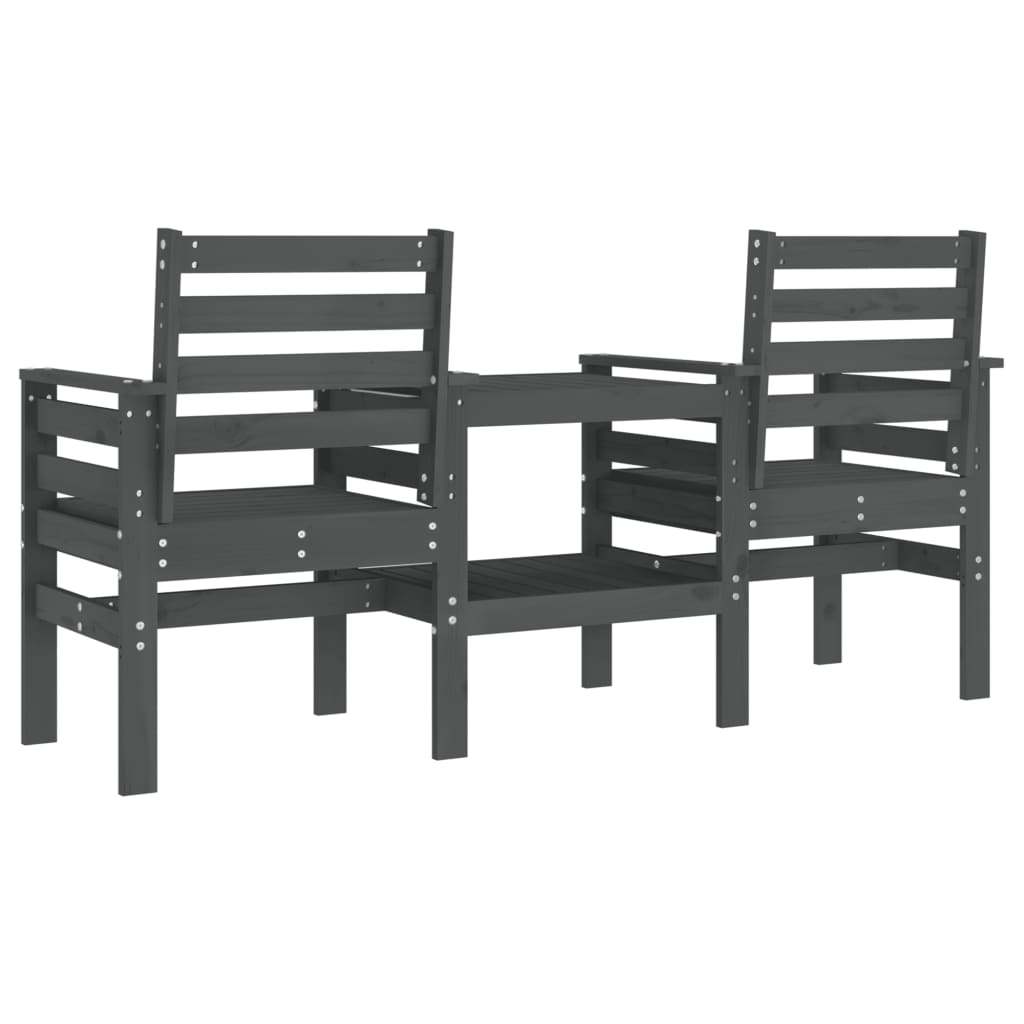 Banc de jardin avec table 2 places gris bois massif de pin