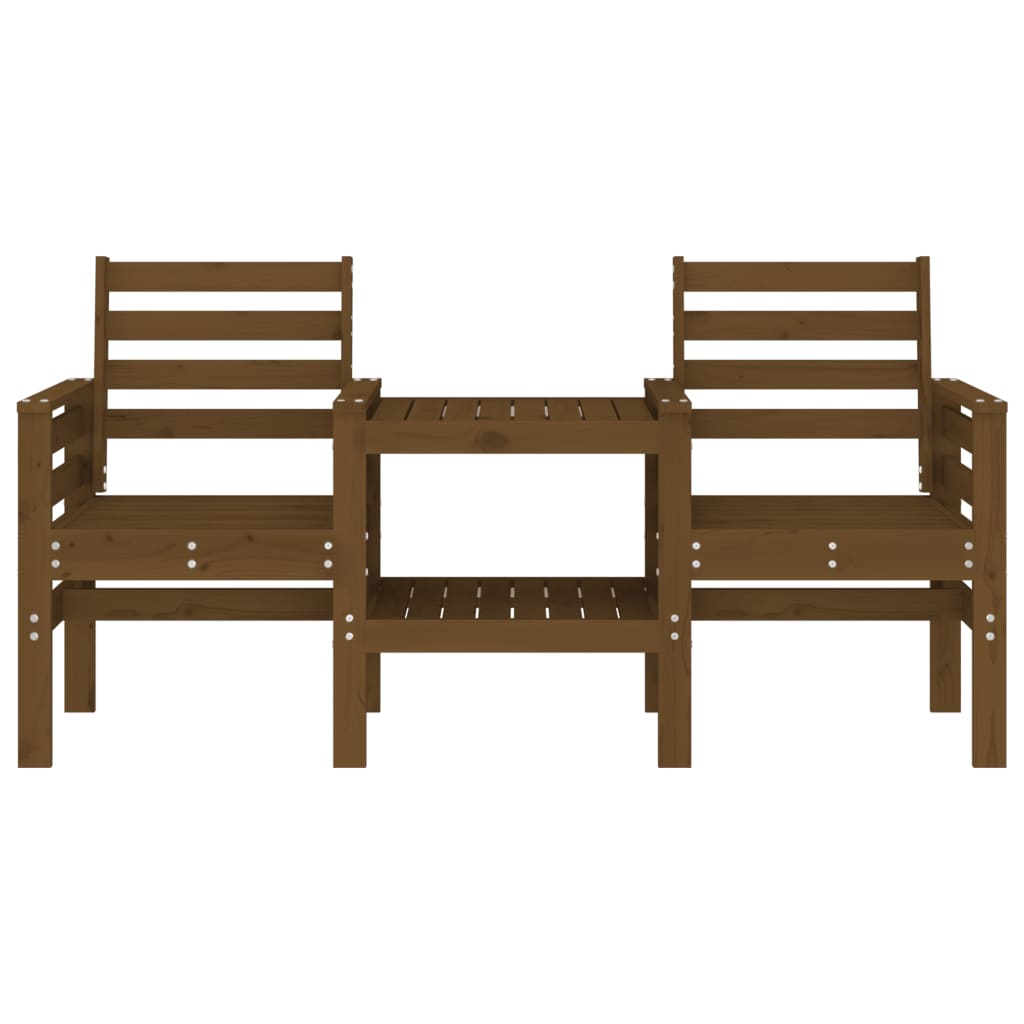 Banc de jardin avec table 2 places brun miel bois massif de pin