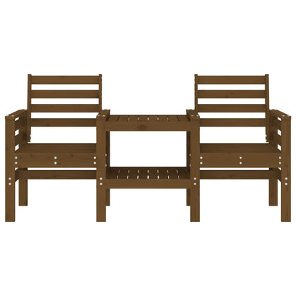 Banc de jardin avec table 2 places brun miel bois massif de pin