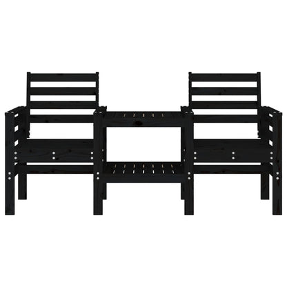 Banc de jardin avec table 2 places noir bois massif de pin