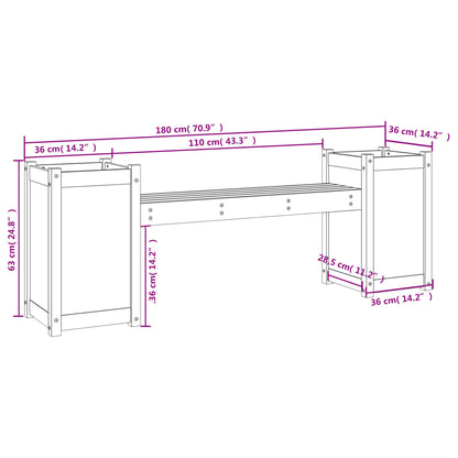 Banc avec jardinières gris 180x36x63 cm bois massif de pin