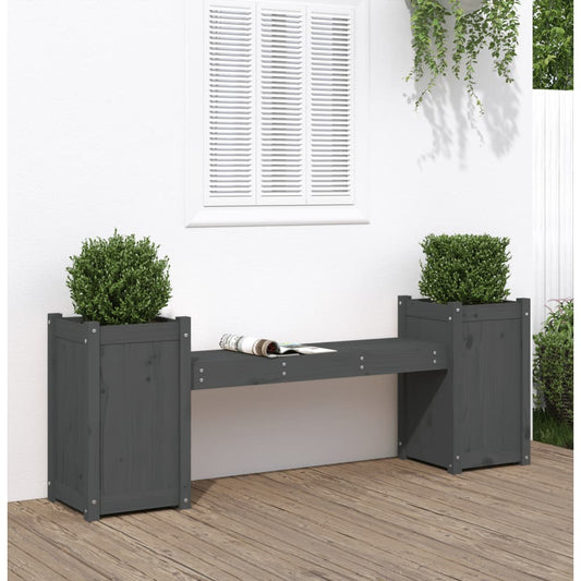 Banc avec jardinières gris 180x36x63 cm bois massif de pin