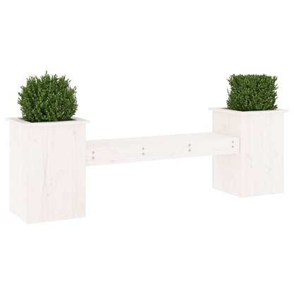 Banc avec jardinières blanc 184,5x39,5x56,5 cm bois massif pin