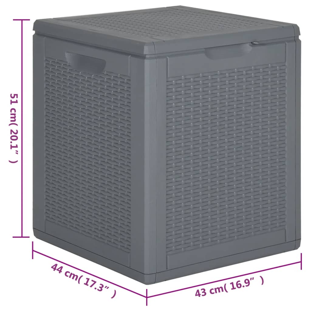 Grey PP Rattan Garden Storage Box 90 L