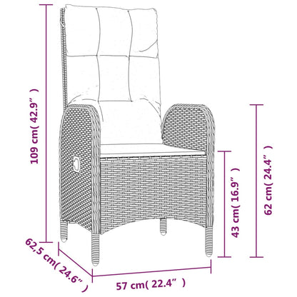 Ensemble à manger de jardin avec coussins 3 pcs Noir