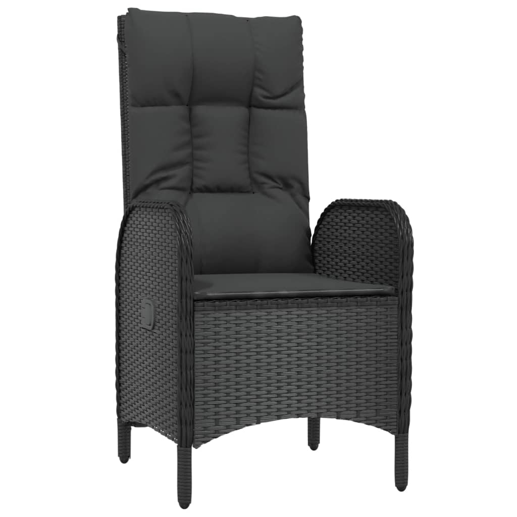 Ensemble à manger jardin et coussins 7 pcs Noir et gris Rotin