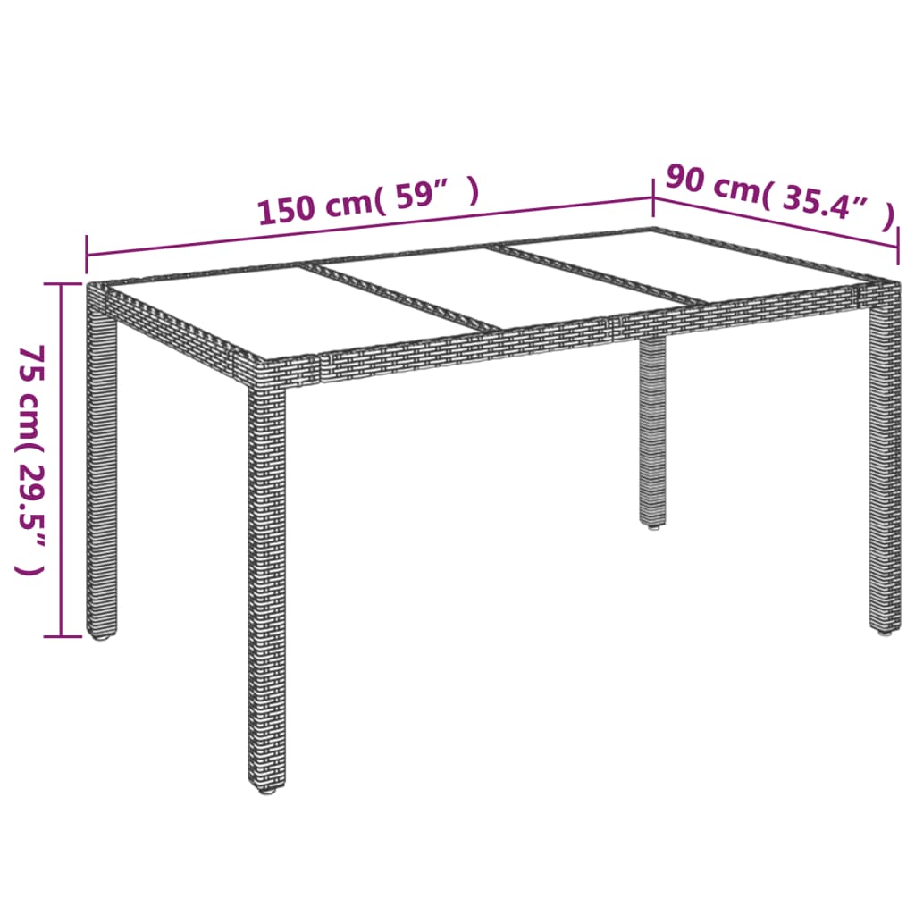 Ensemble à manger jardin et coussins 7 pcs Noir et gris Rotin