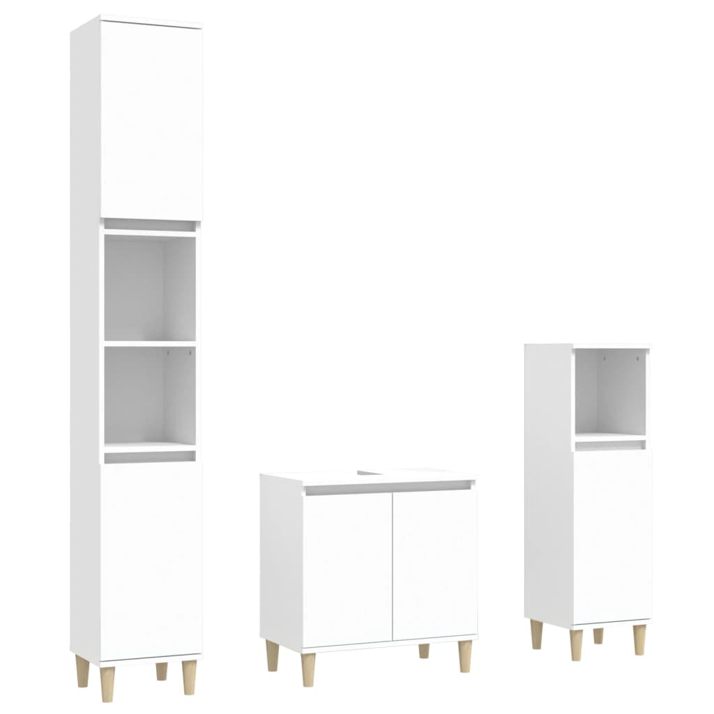 Ensemble de meubles salle de bain 3 pcs blanc bois d'ingénierie