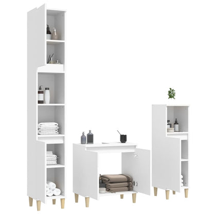 Ensemble de meubles salle de bain 3 pcs blanc bois d'ingénierie