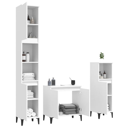 Ensemble de meubles salle de bain 3 pcs blanc bois d'ingénierie